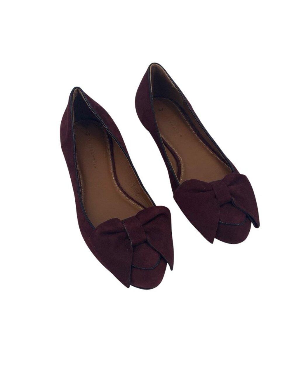 Leifsdottir Maroon Bow Anthropologie Ballet Flats Suede Size 37 / US 6.5-7